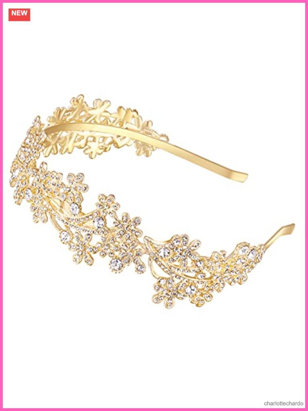 Crystal Rhinestone Wedding Headband Flower Design Bridal Headpiece for Women